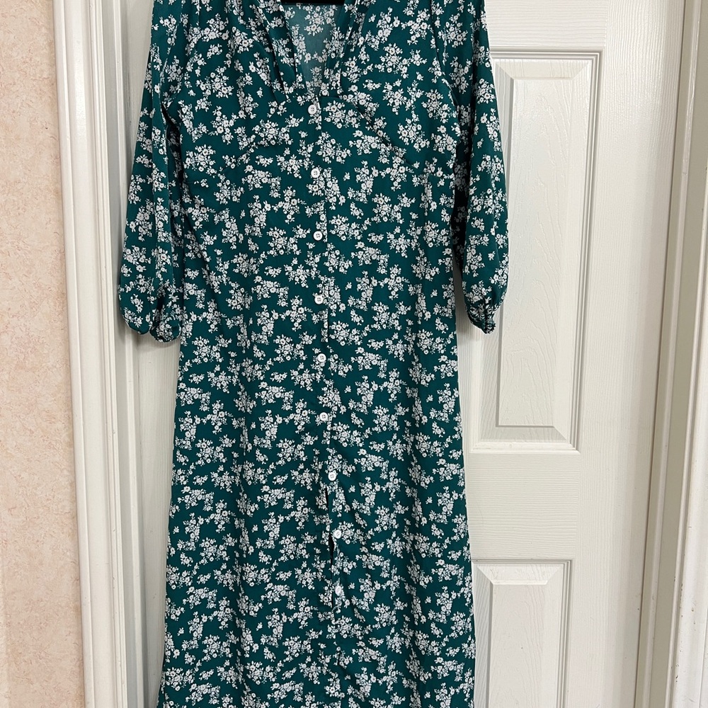 Floral Green Dress Size L